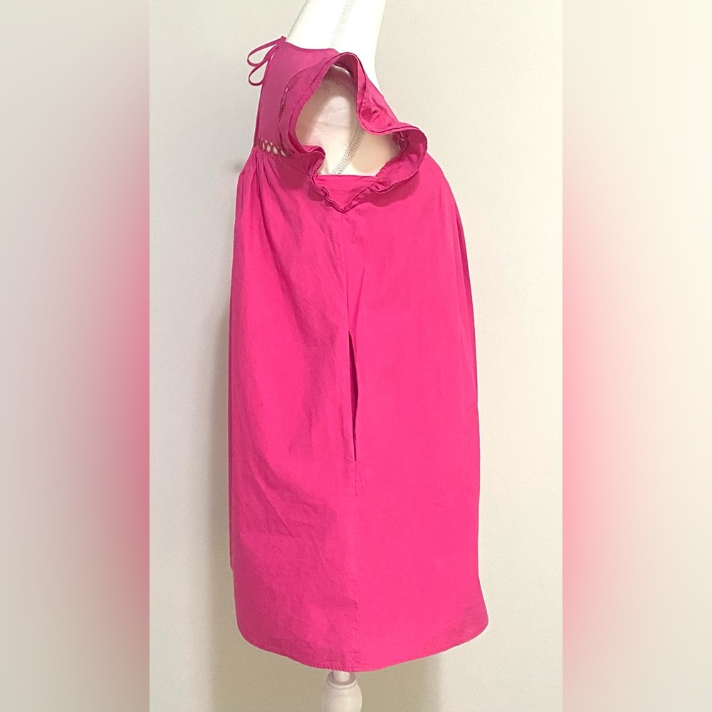 La Ven Womens XS Solid Pink Flutter Sleeve Dress Preppy Feminine Cottagecore - Picture 10 of 15